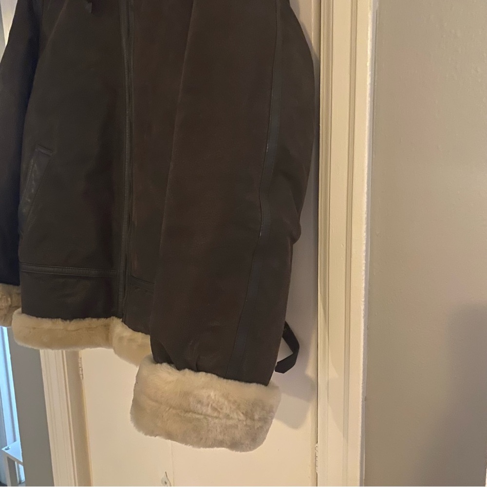Vintage St. John’s Bay Leather Sherpa Lined Aviator Bomber Jacket Large - Picture 2 of 9